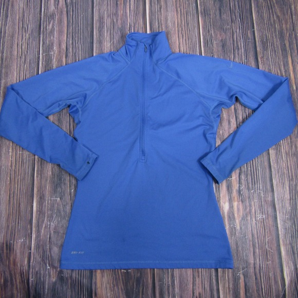 Nike Tops - Nike Pro Womens Medium Blue Half Zip Top Running Gym Workout Outdoor Hiking